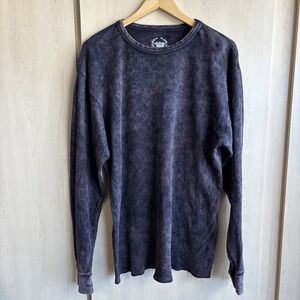 Blue Crown Shirt Thermal Long sleeve Mens Size Large Maroon Black Distressed
